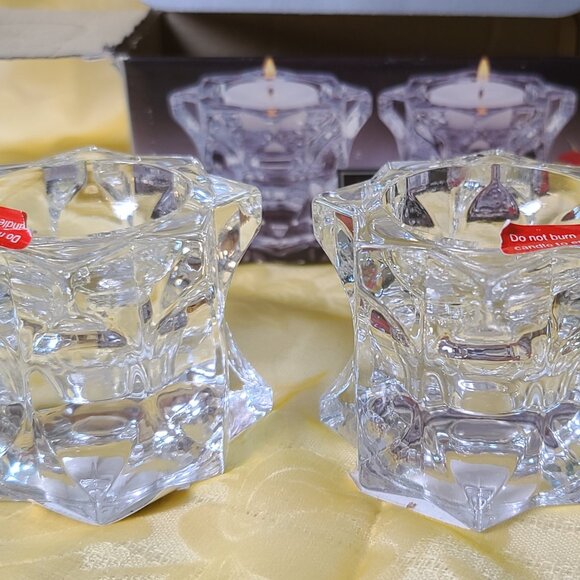 MIKASA Sparkling Star Crystal Candle Holders - New in the Box - Never used. - Picture 1 of 5